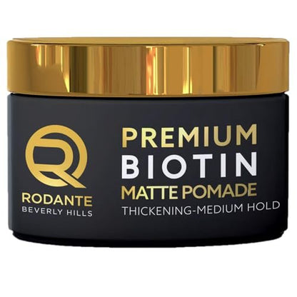 Rodante Beverly Hills Biotin Matte Cream Texture Paste Clay Pomade - Premium Thickening Cream, Medium Hold, Anti Hair Loss & Hair Growth Support for Thinning Hair, 85g / 3oz Avelisse