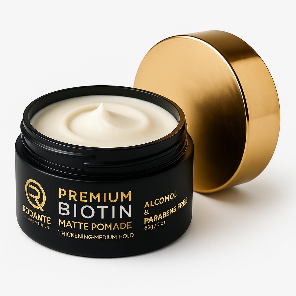Rodante Beverly Hills Biotin Matte Cream Texture Paste Clay Pomade - Premium Thickening Cream, Medium Hold, Anti Hair Loss & Hair Growth Support for Thinning Hair, 85g / 3oz Avelisse