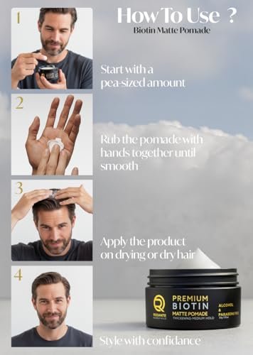 Rodante Beverly Hills Biotin Matte Cream Texture Paste Clay Pomade - Premium Thickening Cream, Medium Hold, Anti Hair Loss & Hair Growth Support for Thinning Hair, 85g / 3oz Avelisse