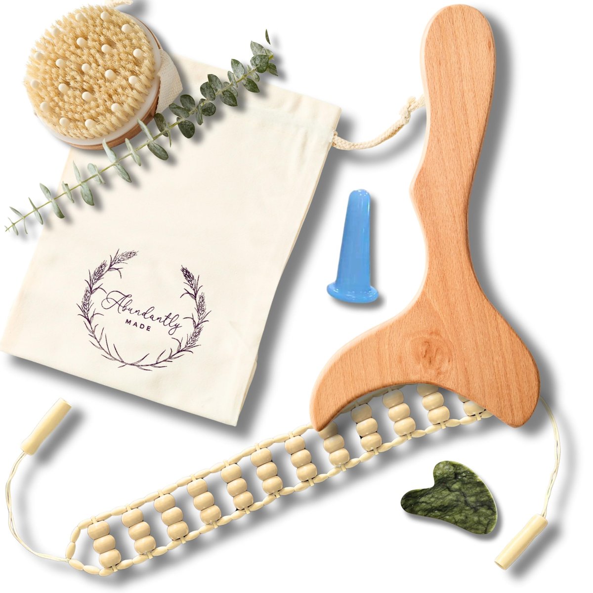 7-Piece Lymphatic Drainage Massage Kit for Body Sculpting & Wood Therapy | Abundantly Made Avelisse