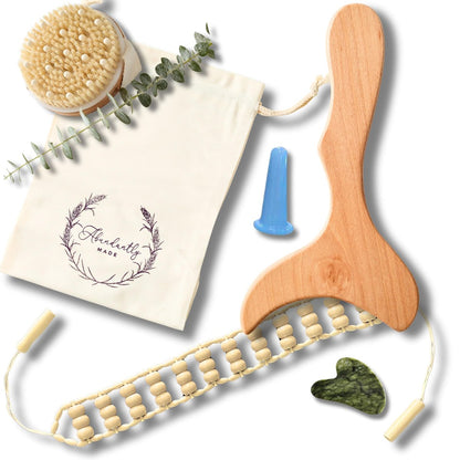 7-Piece Lymphatic Drainage Massage Kit for Body Sculpting & Wood Therapy | Abundantly Made Avelisse