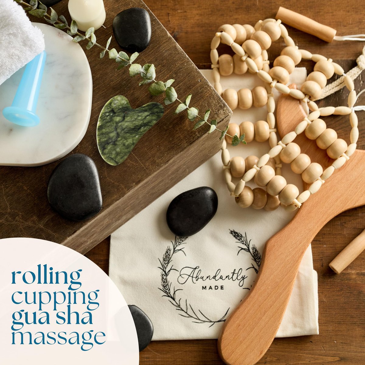 7-Piece Lymphatic Drainage Massage Kit for Body Sculpting & Wood Therapy | Abundantly Made Avelisse