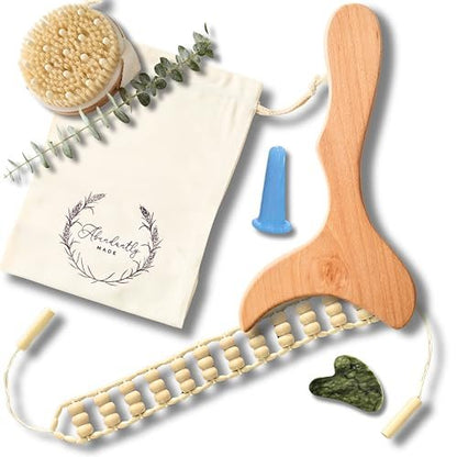 7-Piece Lymphatic Drainage Massage Kit for Body Sculpting & Wood Therapy | Abundantly Made Avelisse
