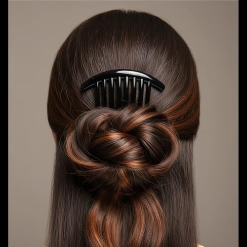 7 Tooth French Twist Comb, 3 PCS Plastic Hair Clip Set - Black and Brown Side Combs for Women and Girls Avelisse