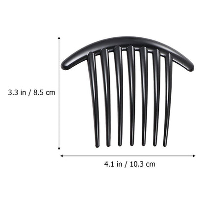 7 Tooth French Twist Comb, 3 PCS Plastic Hair Clip Set - Black and Brown Side Combs for Women and Girls Avelisse
