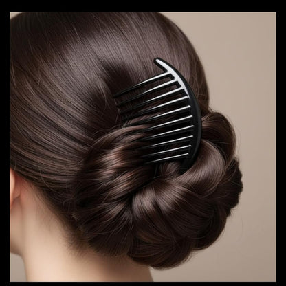 7 Tooth French Twist Comb, 3 PCS Plastic Hair Clip Set - Black and Brown Side Combs for Women and Girls Avelisse