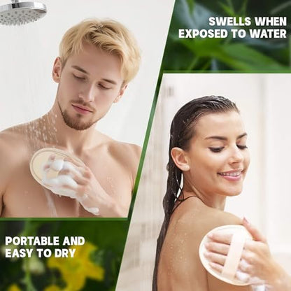 Natural Loofah Sponge Exfoliating Body Scrubber (2Pcs) & Loofah Exfoliating Facial Scrubber (2Pcs) - Made of Natural Luffa and Terry Cloth for Bath and Shower