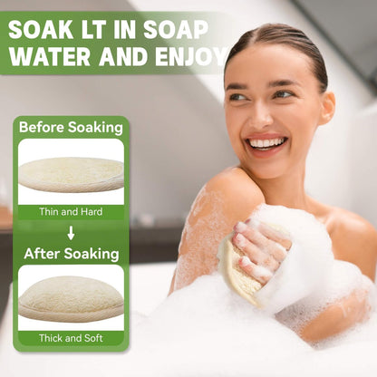 Natural Loofah Sponge Exfoliating Body Scrubber (2Pcs) & Loofah Exfoliating Facial Scrubber (2Pcs) - Made of Natural Luffa and Terry Cloth for Bath and Shower