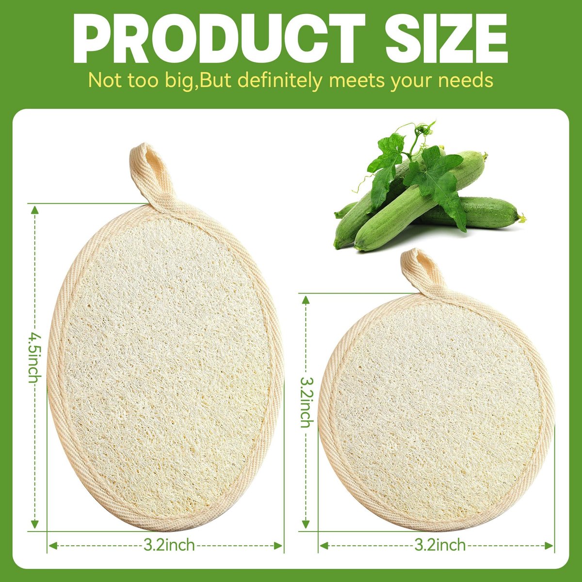 Natural Loofah Sponge Exfoliating Body Scrubber (2Pcs) & Loofah Exfoliating Facial Scrubber (2Pcs) - Made of Natural Luffa and Terry Cloth for Bath and Shower - görsel 6