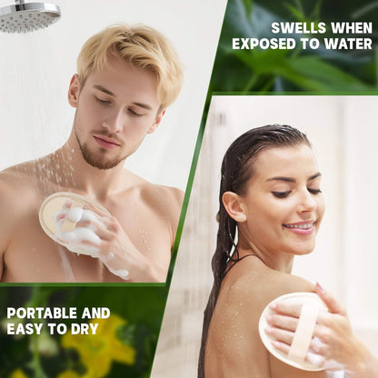 Natural Loofah Sponge Exfoliating Body Scrubber (2Pcs) & Loofah Exfoliating Facial Scrubber (2Pcs) - Made of Natural Luffa and Terry Cloth for Bath and Shower