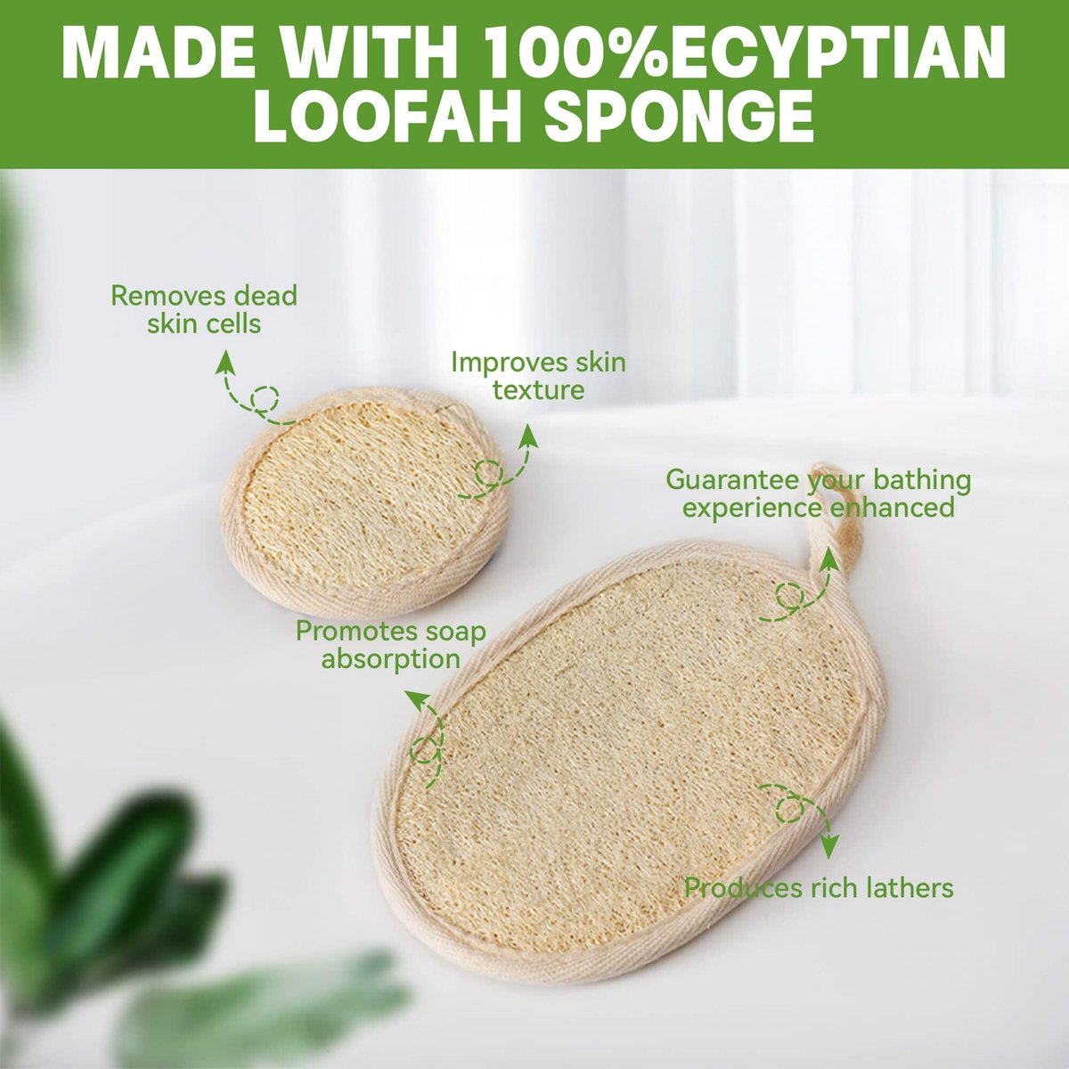 Natural Loofah Sponge Exfoliating Body Scrubber (2Pcs) & Loofah Exfoliating Facial Scrubber (2Pcs) - Made of Natural Luffa and Terry Cloth for Bath and Shower - görsel 4