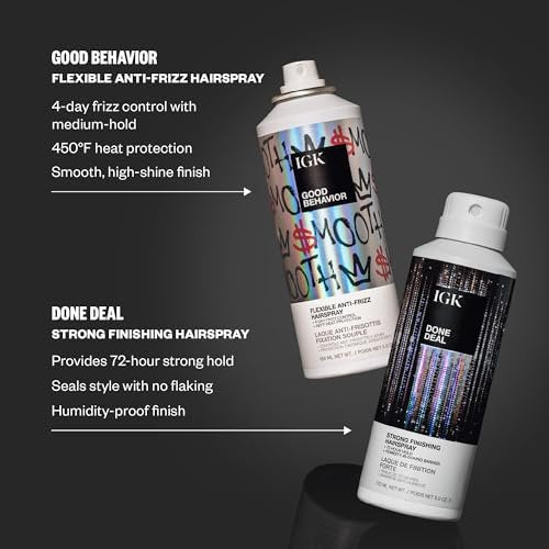 IGK Done Deal Strong Hold Finishing Hairspray – Long-Lasting, Humidity-Resistant, Brushable Firm Control for All Hair Types, 5 oz Avelisse