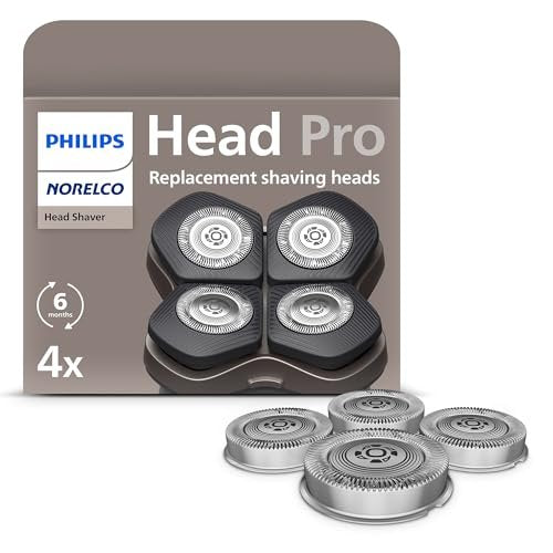 Philips Norelco Genuine Replacement Heads for Head Shaver Pro HS5980, HS7980, HS9980 – 4-Pack Self-Sharpening ComfortCut Blades (HS740/40) Avelisse