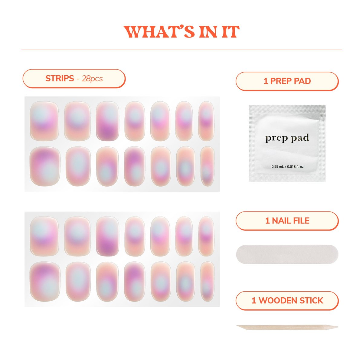 Heyhae Semi Cured Gel Nail Strips - Aura Purple (Hey, Too Cool for School) - No LED Lamp Needed - Salon Quality at Home - 28 Strips + Prep Pads + File + Stick Avelisse