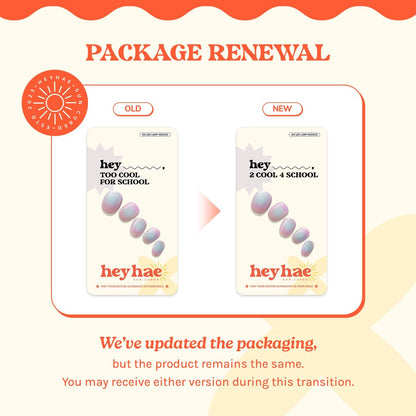Heyhae Semi Cured Gel Nail Strips - Aura Purple (Hey, Too Cool for School) - No LED Lamp Needed - Salon Quality at Home - 28 Strips + Prep Pads + File + Stick Avelisse