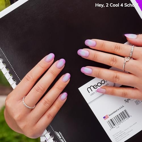 Heyhae Semi Cured Gel Nail Strips - Aura Purple (Hey, Too Cool for School) - No LED Lamp Needed - Salon Quality at Home - 28 Strips + Prep Pads + File + Stick Avelisse