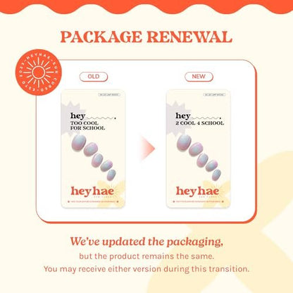 Heyhae Semi Cured Gel Nail Strips - Aura Purple (Hey, Too Cool for School) - No LED Lamp Needed - Salon Quality at Home - 28 Strips + Prep Pads + File + Stick Avelisse