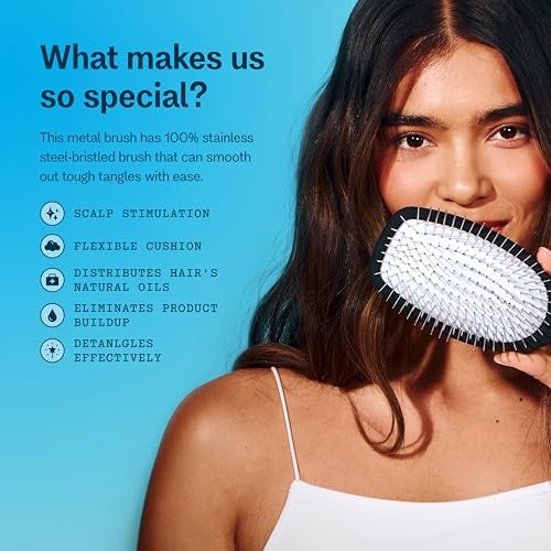 Gimme Beauty Metal Bristle Brush - Stainless Steel Bristles for Healthy Shine, Detangling & Scalp Care Avelisse
