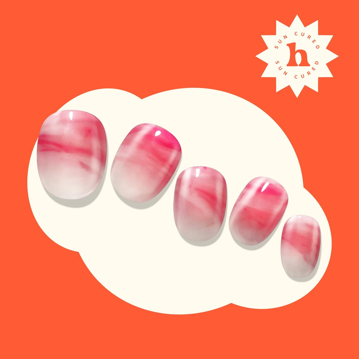 Heyhae Semi Cured Gel Nail Strips - No LED Lamp Needed - Summer Marble Red - Easy Apply & Remove - Salon Quality - 28 Strips, Prep Pads, File & Wooden Stick - Hey, You're A Gem - görsel 9