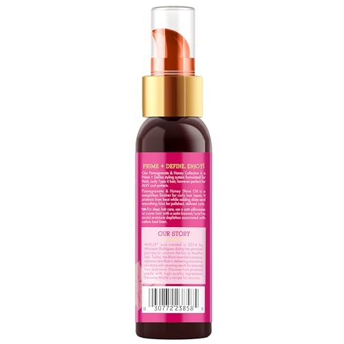 Mielle Organics Pomegranate & Honey Shine Oil - Lightweight Hair Oil for Curly, Coily & Type 4 Hair - Adds Shine, Locks in Moisture, Smooths Frizz, Heat Protection, Non-Greasy Finish, 4 fl oz Avelisse