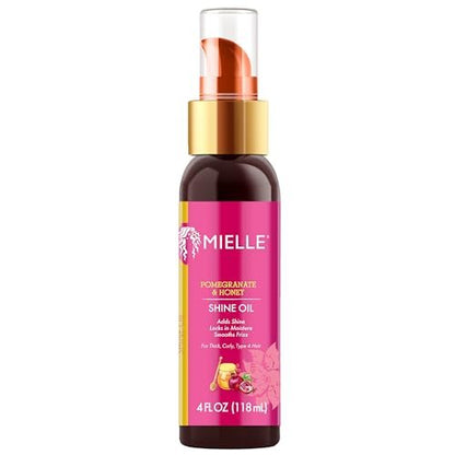 Mielle Organics Pomegranate & Honey Shine Oil - Lightweight Hair Oil for Curly, Coily & Type 4 Hair - Adds Shine, Locks in Moisture, Smooths Frizz, Heat Protection, Non-Greasy Finish, 4 fl oz Avelisse