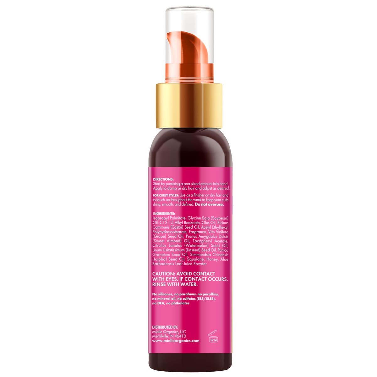Mielle Organics Pomegranate & Honey Shine Oil - Lightweight Hair Oil for Curly, Coily & Type 4 Hair - Adds Shine, Locks in Moisture, Smooths Frizz, Heat Protection, Non-Greasy Finish, 4 fl oz Avelisse