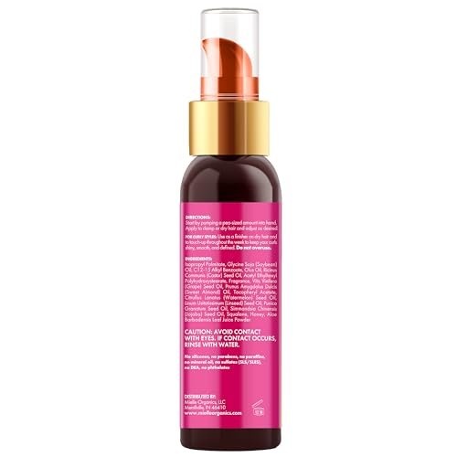 Mielle Organics Pomegranate & Honey Shine Oil - Lightweight Hair Oil for Curly, Coily & Type 4 Hair - Adds Shine, Locks in Moisture, Smooths Frizz, Heat Protection, Non-Greasy Finish, 4 fl oz Avelisse