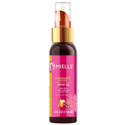 Mielle Organics Pomegranate & Honey Shine Oil - Lightweight Hair Oil for Curly, Coily & Type 4 Hair - Adds Shine, Locks in Moisture, Smooths Frizz, Heat Protection, Non-Greasy Finish, 4 fl oz Avelisse