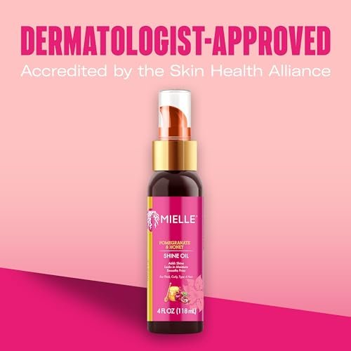 Mielle Organics Pomegranate & Honey Shine Oil - Lightweight Hair Oil for Curly, Coily & Type 4 Hair - Adds Shine, Locks in Moisture, Smooths Frizz, Heat Protection, Non-Greasy Finish, 4 fl oz Avelisse