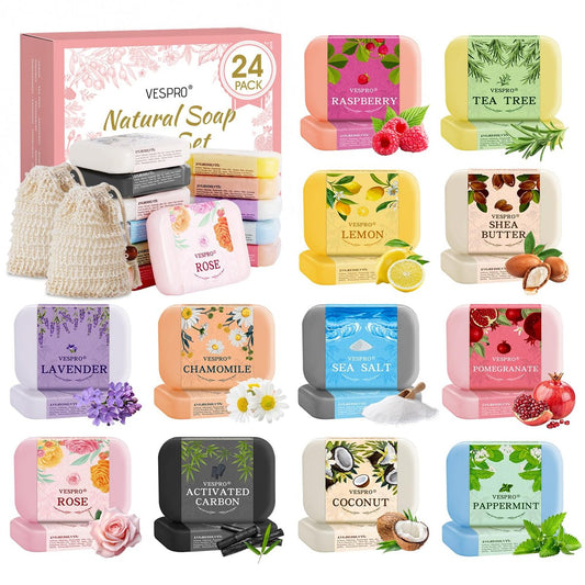 24-Pack Natural Bar Soap Gift Set with Olive Extract – Moisturizing Body & Face Soap, Bulk Gifts for Women, Teacher Appreciation, Nurse Gifts, Travel Size Avelisse