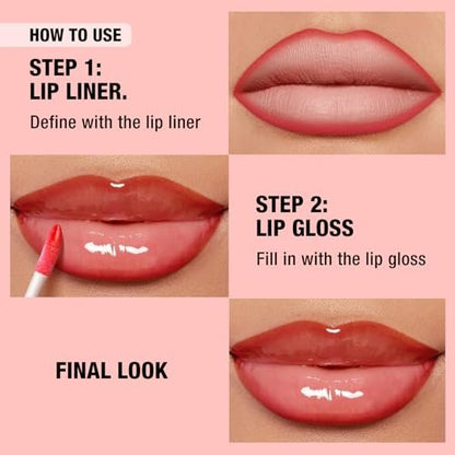 6-Piece Hydrating Lip Oils & Lip Liner Pencil Combo Set – 24H Long-Lasting Nourishing Non-Sticky Tinted Lip Gloss & Plumping Lip Oil Set for Women (Nude Glow Lip Kit)
