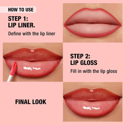 6-Piece Hydrating Lip Oils & Lip Liner Pencil Combo Set – 24H Long-Lasting Nourishing Non-Sticky Tinted Lip Gloss & Plumping Lip Oil Set for Women (Nude Glow Lip Kit)
