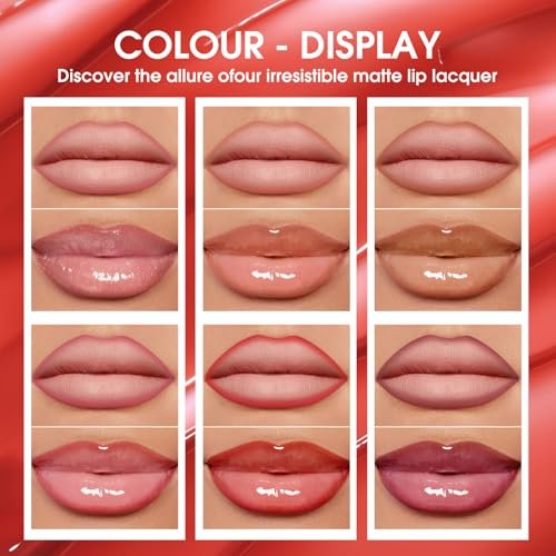 6-Piece Hydrating Lip Oils & Lip Liner Pencil Combo Set – 24H Long-Lasting Nourishing Non-Sticky Tinted Lip Gloss & Plumping Lip Oil Set for Women (Nude Glow Lip Kit) - görsel 6