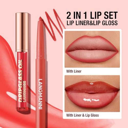 6-Piece Hydrating Lip Oils & Lip Liner Pencil Combo Set – 24H Long-Lasting Nourishing Non-Sticky Tinted Lip Gloss & Plumping Lip Oil Set for Women (Nude Glow Lip Kit) - görsel 4