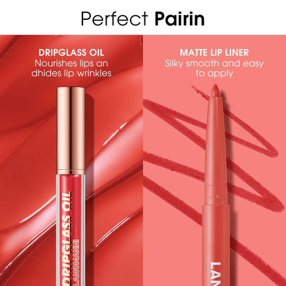 6-Piece Hydrating Lip Oils & Lip Liner Pencil Combo Set – 24H Long-Lasting Nourishing Non-Sticky Tinted Lip Gloss & Plumping Lip Oil Set for Women (Nude Glow Lip Kit)