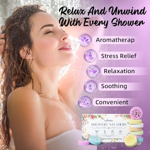 iukoien Shower Steamers Aromatherapy - 8 Pack Shower Bombs for Relaxation, Self Care, Home SPA with Natural Essential Oils, Gift for Women, Men, Mom, Him, Her Avelisse