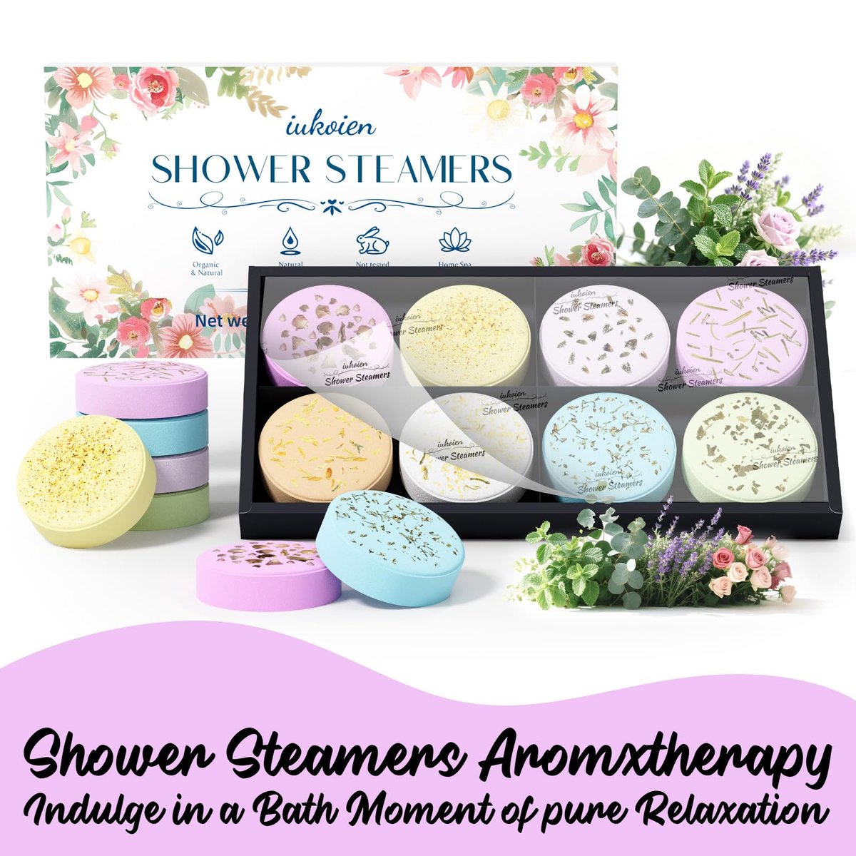 iukoien Shower Steamers Aromatherapy - 8 Pack Shower Bombs for Relaxation, Self Care, Home SPA with Natural Essential Oils, Gift for Women, Men, Mom, Him, Her Avelisse