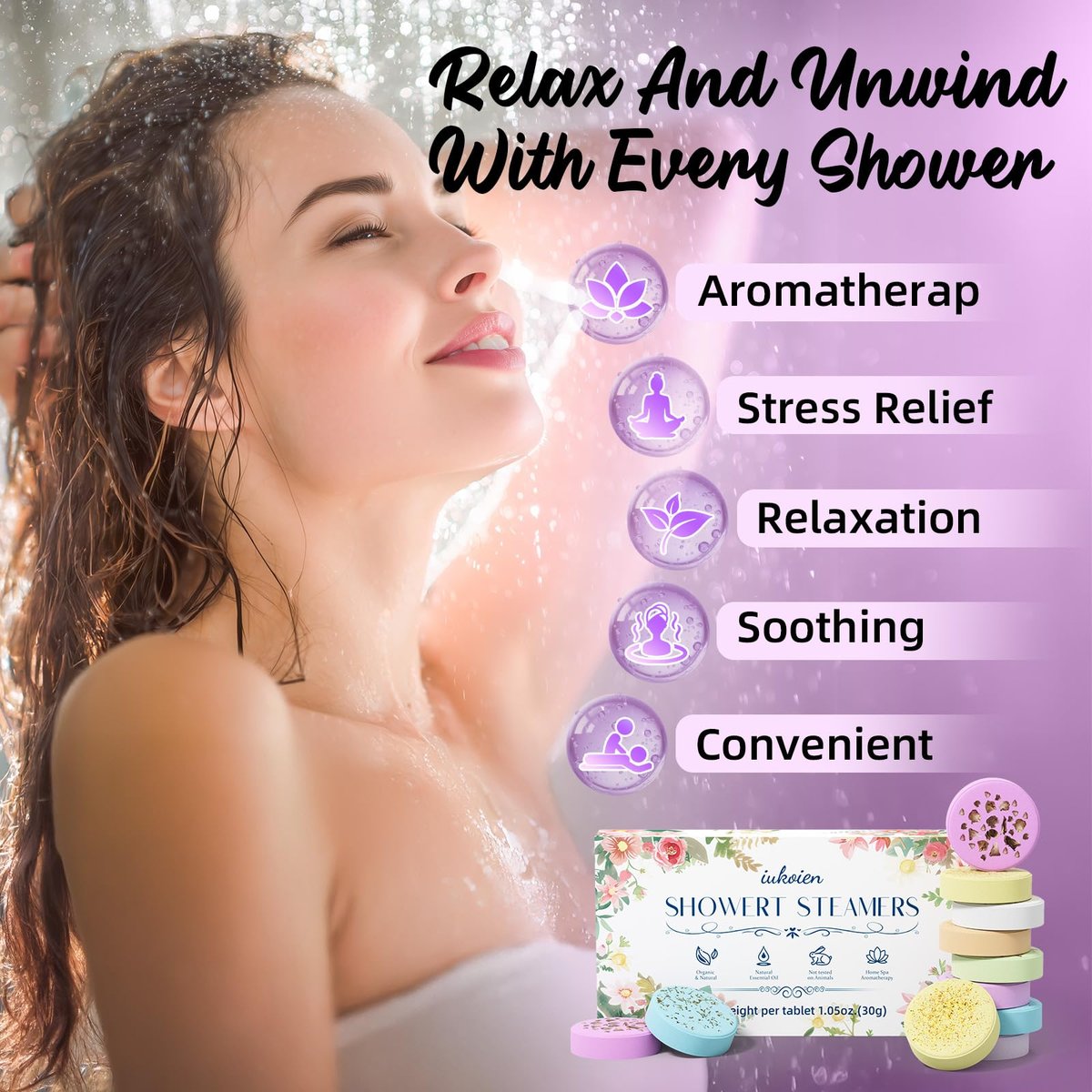 iukoien Shower Steamers Aromatherapy - 8 Pack Shower Bombs for Relaxation, Self Care, Home SPA with Natural Essential Oils, Gift for Women, Men, Mom, Him, Her Avelisse