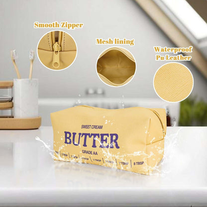 Dadop Yellow Cute Makeup Bag - Funny Butter Toiletry Bag for Women, Girls, and Butter Lovers Avelisse