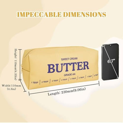 Dadop Yellow Cute Makeup Bag - Funny Butter Toiletry Bag for Women, Girls, and Butter Lovers Avelisse