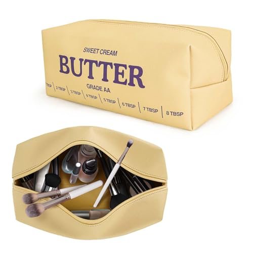 Dadop Yellow Cute Makeup Bag - Funny Butter Toiletry Bag for Women, Girls, and Butter Lovers Avelisse