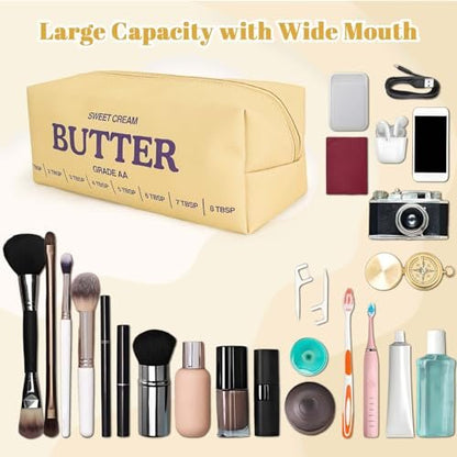 Dadop Yellow Cute Makeup Bag - Funny Butter Toiletry Bag for Women, Girls, and Butter Lovers Avelisse