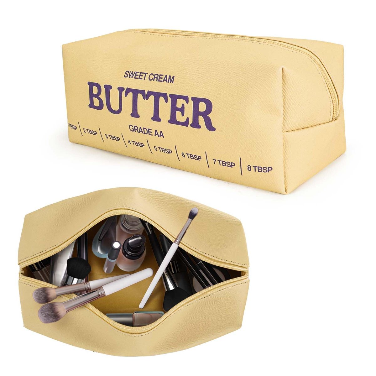 Dadop Yellow Cute Makeup Bag - Funny Butter Toiletry Bag for Women, Girls, and Butter Lovers Avelisse