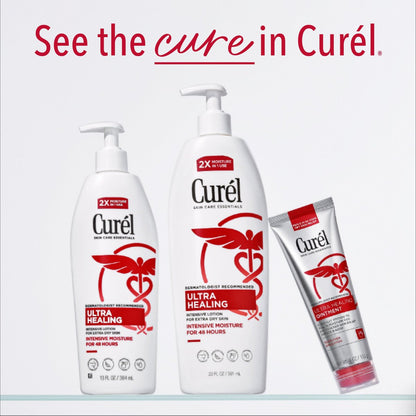 Curel Ultra Healing Ointment with Touch Free Applicator – 4 oz – Body & Face Moisturizer for Dry Skin