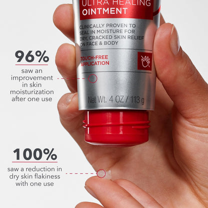 Curel Ultra Healing Ointment with Touch Free Applicator – 4 oz – Body & Face Moisturizer for Dry Skin