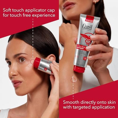 Curel Ultra Healing Ointment with Touch Free Applicator – 4 oz – Body & Face Moisturizer for Dry Skin