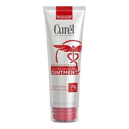 Curel Ultra Healing Ointment with Touch Free Applicator – 4 oz – Body & Face Moisturizer for Dry Skin