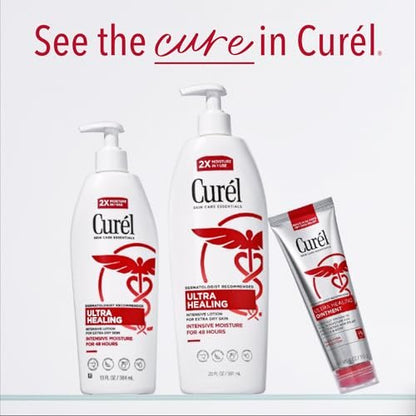 Curel Ultra Healing Ointment with Touch Free Applicator – 4 oz – Body & Face Moisturizer for Dry Skin