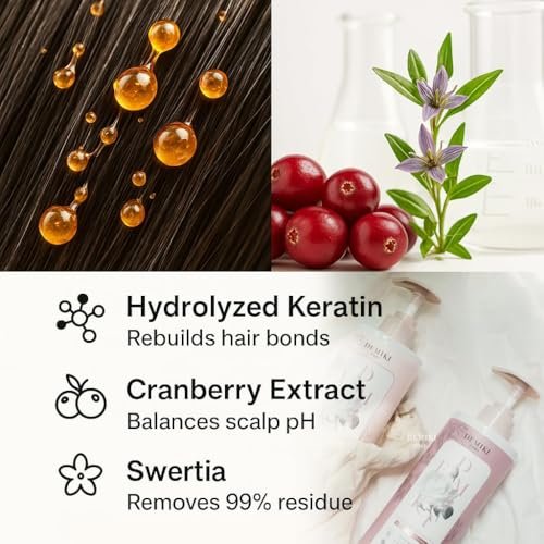DEMIKI Japanese Shampoo and Conditioner Set for Women – Sulfate Free, Anti Dandruff, Clarifying & Moisturizing with Hydrolyzed Keratin, Rose Scent, 32 oz Each Avelisse