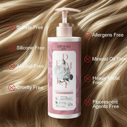 DEMIKI Japanese Shampoo and Conditioner Set for Women – Sulfate Free, Anti Dandruff, Clarifying & Moisturizing with Hydrolyzed Keratin, Rose Scent, 32 oz Each Avelisse